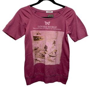 NWT Zara Trafaluc Pink Graphic T Shirt Size Small